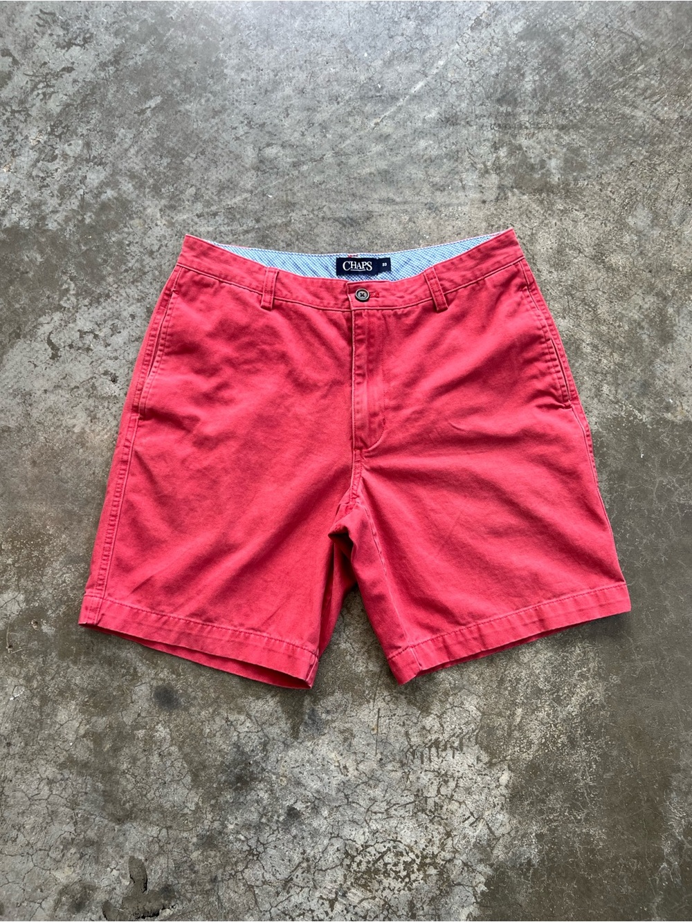 Chaps Ralph Lauren Mens Chino Shorts Size 33 Salmon Pink Red 100% Cotton Casual